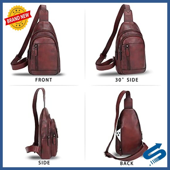 Genuine Leather Sling Backpack Crossbody Daypack Vintage Motorcycle Bag main image 5
